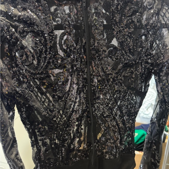 Elegant CHELSEA Black Sheer Embellished Top- Currently sold at Honey - Picture 7 of 9